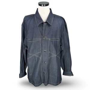 MARITHE + FRANCOIS GIRBAUD Denim Trucker Jacket Dark Wash Oversized Men's XXXL